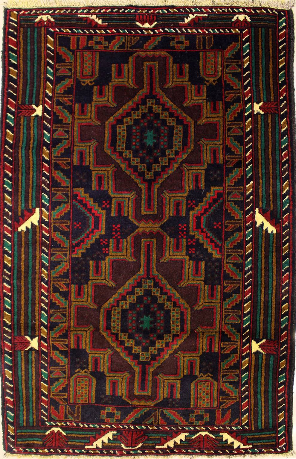 2'11"x4'10" Baloochi Tribal Afghani Design