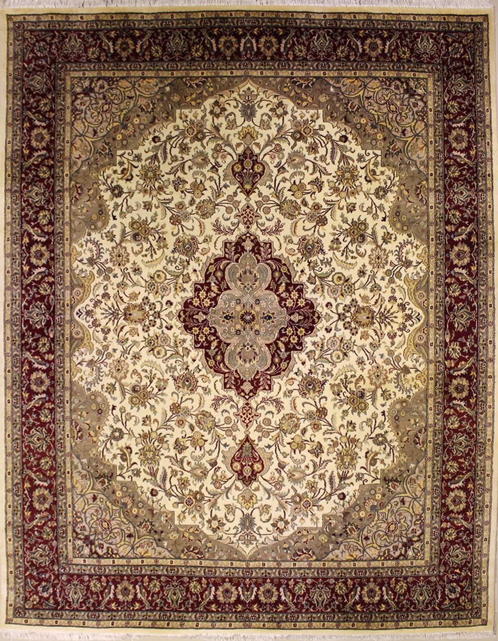 8'0"x10'4" Pak Persian Design Ivory, White Color